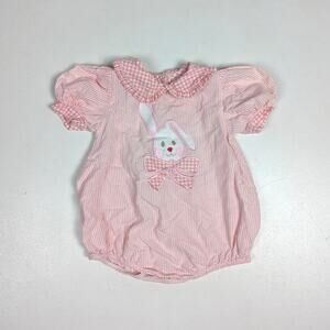 Vtg Alexis Bubble Romper Easter Baby Girls Sz 6m Pink Bunny Spring Outfit Cute